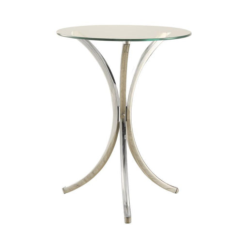 Eloise - Round Accent Table With Curved Legs - Chrome - Simple Home Plus
