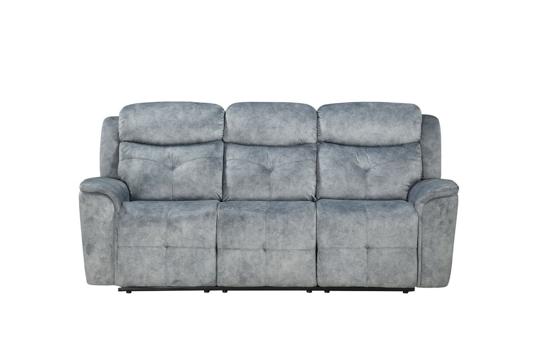 Velvet Reclining Sofa With Black Legs - Gray