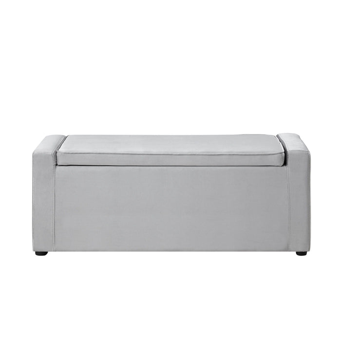 Upholstered Velvet Bench With Flip Top - Gray / Black