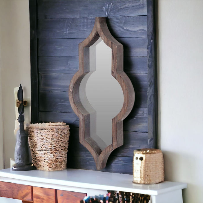 34" Novelty Framed Accent Mirror - Dark Brown