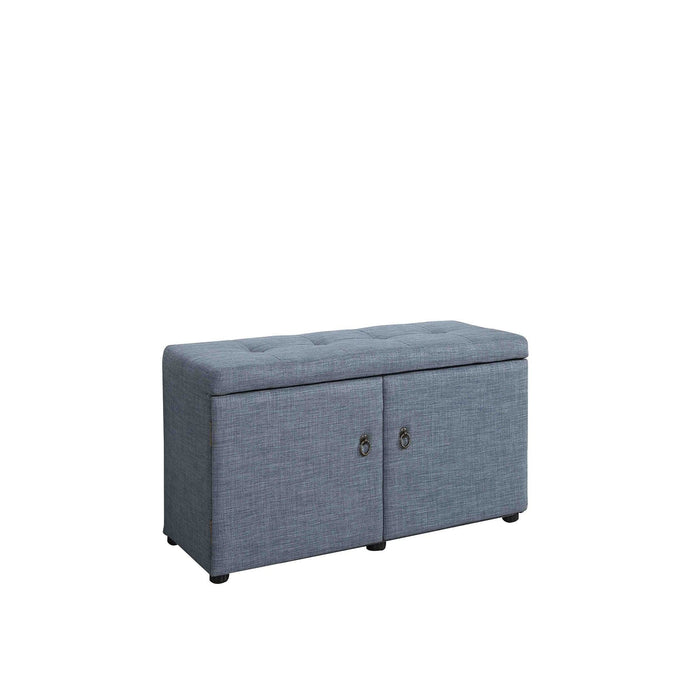 Linen Look Double Door Shoe Storage Bench - Blue Gray