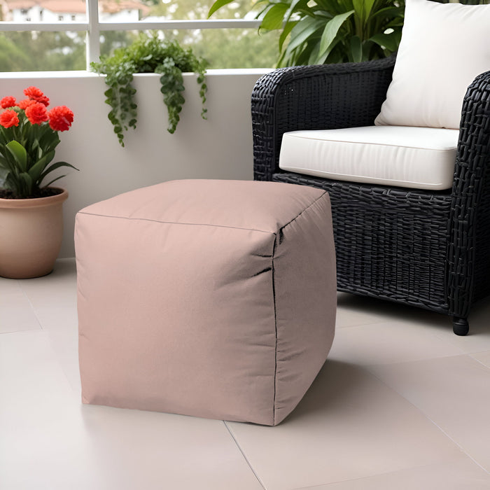 Canvas, Cube Outdoor Pouf Ottoman - Pale Pink