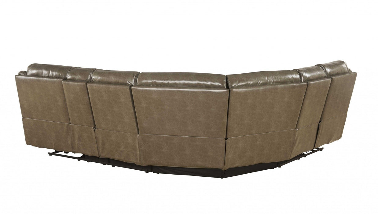 Leather Power Reclining L Shaped Six Piece Corner Sectional With Console - Taupe