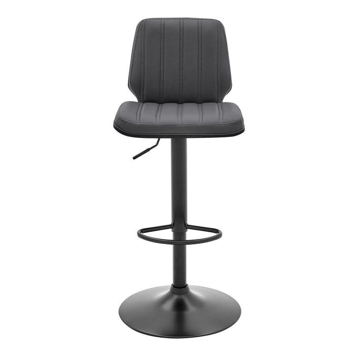 44" Faux Leather Swivel Adjustable Height Bar Chair - Gray / Black