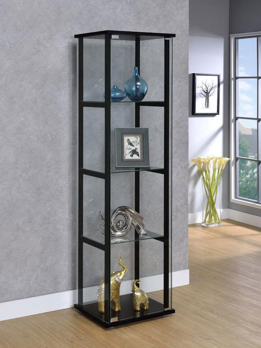 Cyclamen - 4-Shelf Glass Curio Cabinet - Black And Clear - Simple Home Plus