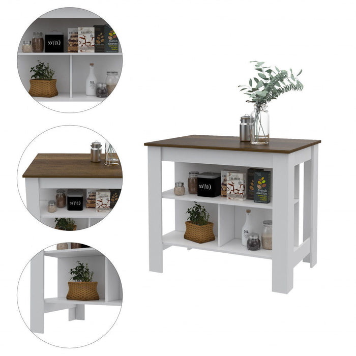 Modern Kitchen Island - White / Caramel