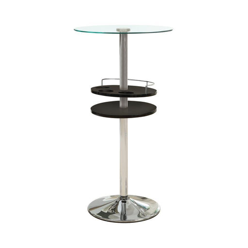 Gianella - Glass Top Bar Table With Wine Storage - Black And Chrome - Simple Home Plus