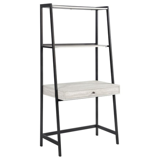 Pinckard - 1-Drawer Ladder Desk - Gray Stone And Black - Simple Home Plus