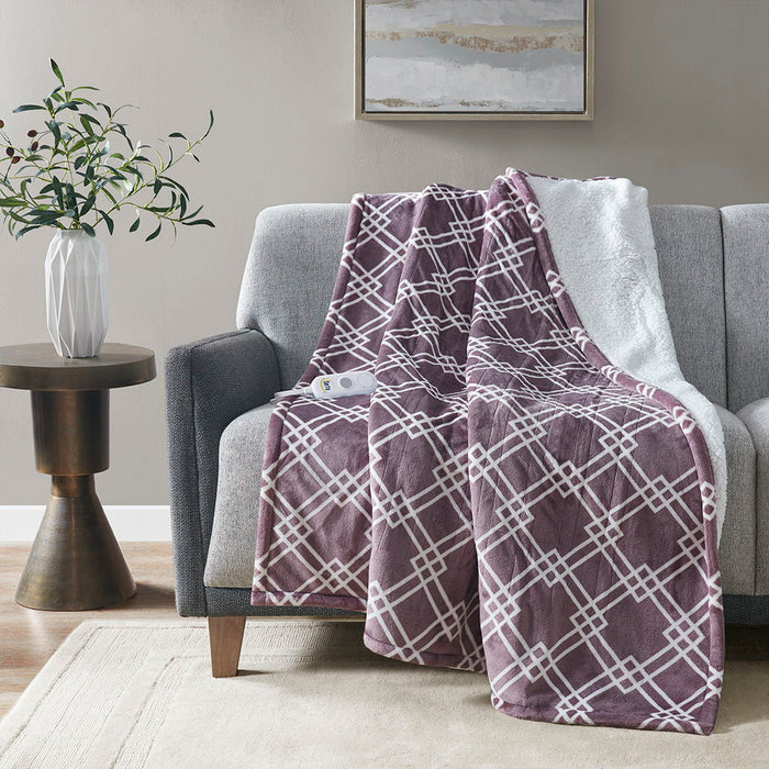 Printed Heated Throw - Plum