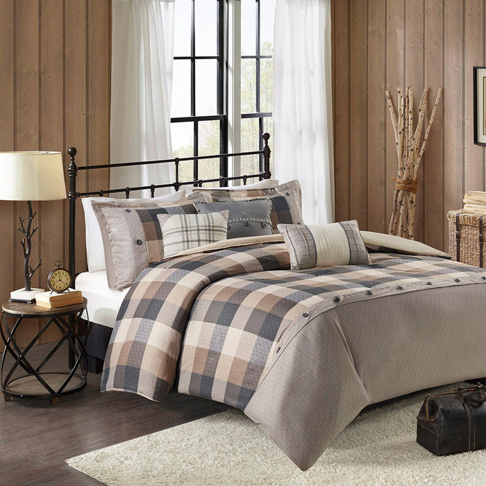 Ridge - 6 Piece Herringbone Duvet Cover Set - Neutral