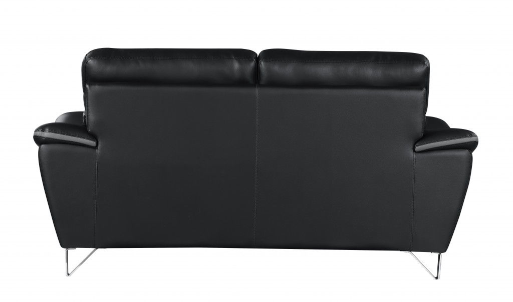 Love Seat Faux Leather - Black / Silver