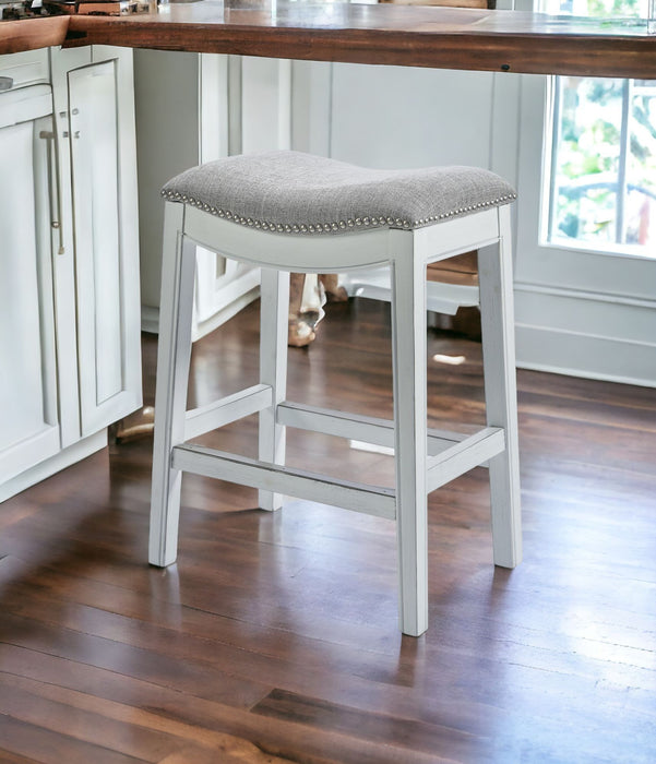 Solid Wood Backless Bar Height Bar Chair - Linen And Natural