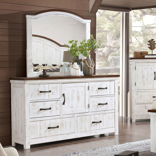 Alyson - Dresser - Distressed White / Walnut - Simple Home Plus