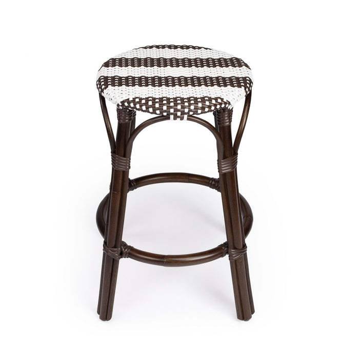 Rattan Backless Counter Height Bar Chair - Dark Brown / White