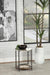 Noemie - Round Accent Table With Marble Top - White And Gunmetal - Simple Home Plus