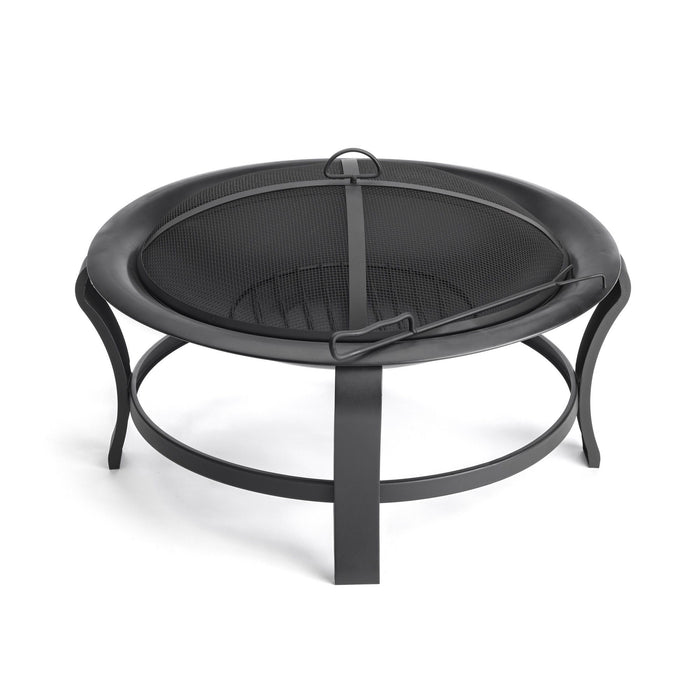 Steel Round Wood Burning Fire Pit - Black