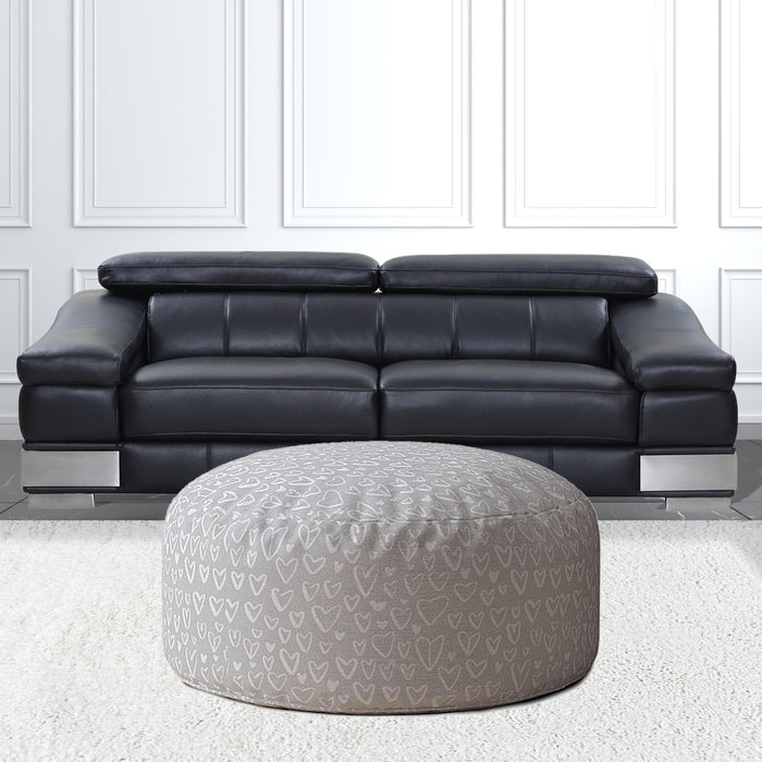 Cotton Round, Abstract Pouf Cover - Gray