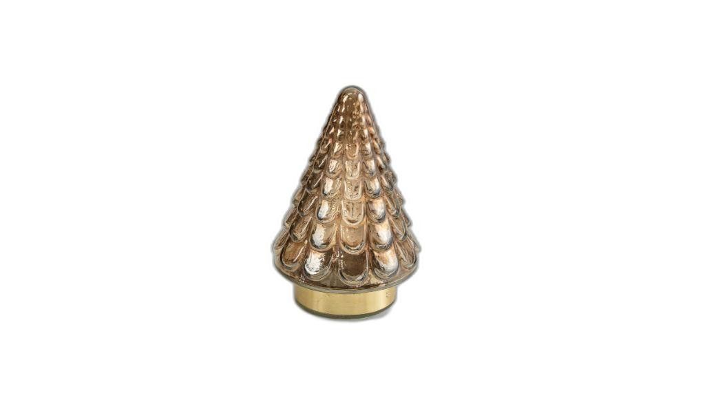 7"H Glass Christmas Tree Sculpture - Brown And Gold