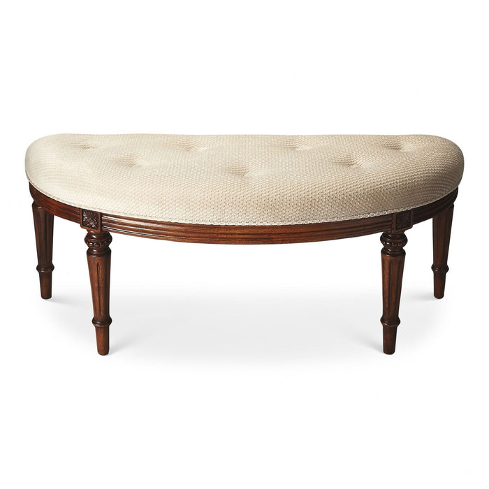 Classic Crescent Shaped Bench - Ivory / Golden Brown