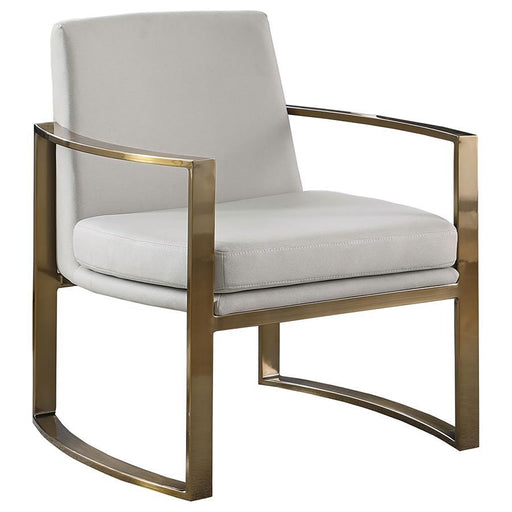 Cory - Concave Metal Arm Accent Chair - Cream And Bronze - Simple Home Plus