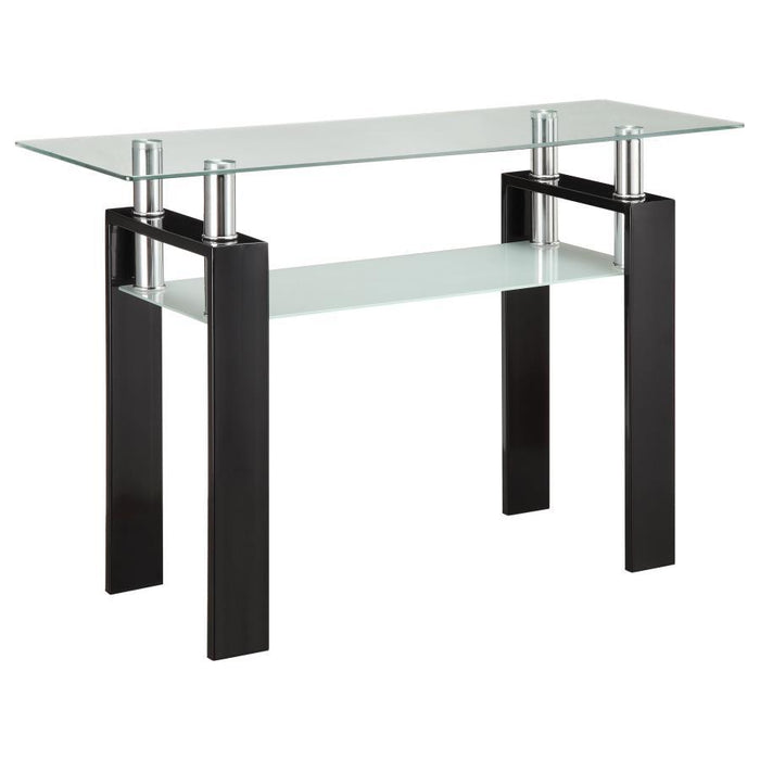 Dyer - Tempered Glass Sofa Table With Shelf - Black - Simple Home Plus