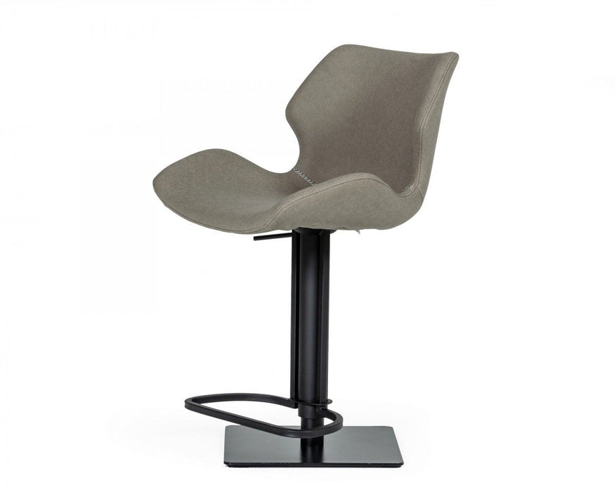 Faux Leather And Stainless Steel Swivel Low Back Bar Height Bar Chair - Gray / Black