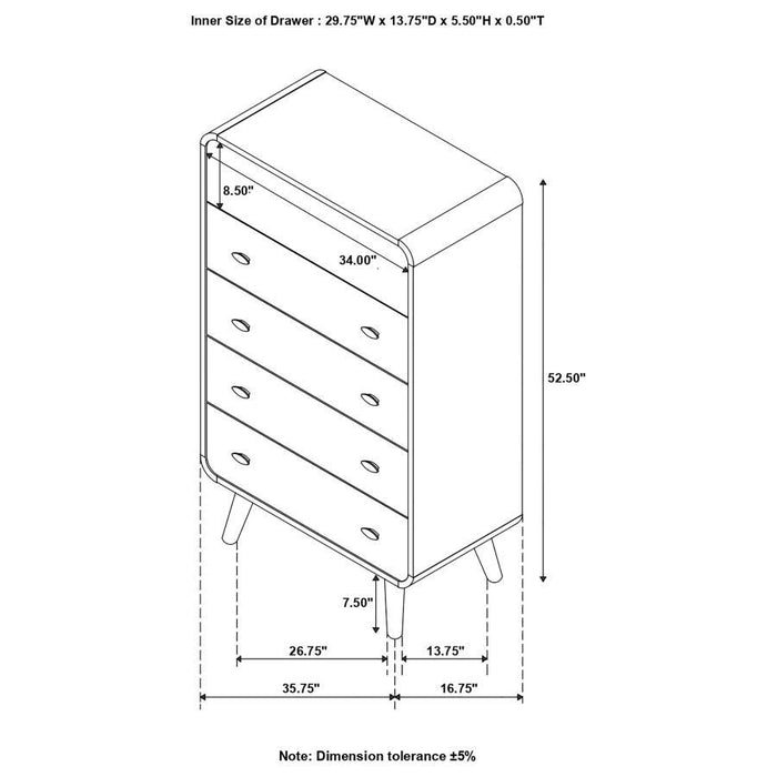 Robyn - 5-Drawer Chest - Dark Walnut - Simple Home Plus