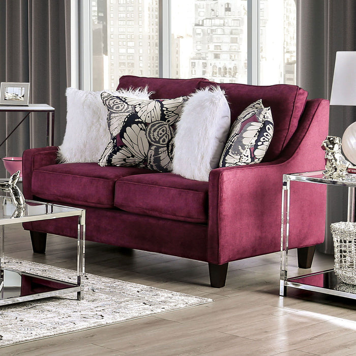 Jillian - Loveseat - Plum / Ivory / White - Simple Home Plus