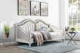 Evangeline - Upholstered Twin Daybed With Faux Diamond Trim - Silver And Ivory - Simple Home Plus