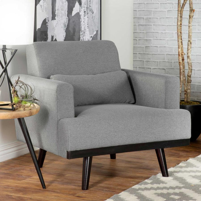 Blake - Upholstered Chair With Track Arms - Sharkskin And Dark Brown - Simple Home Plus