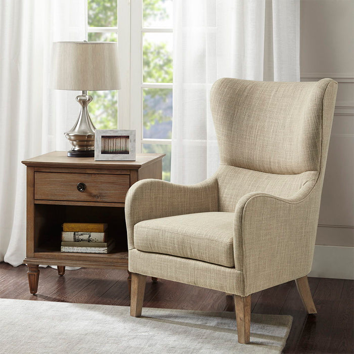 Arianna - Swoop Wing Chair - Taupe Multi