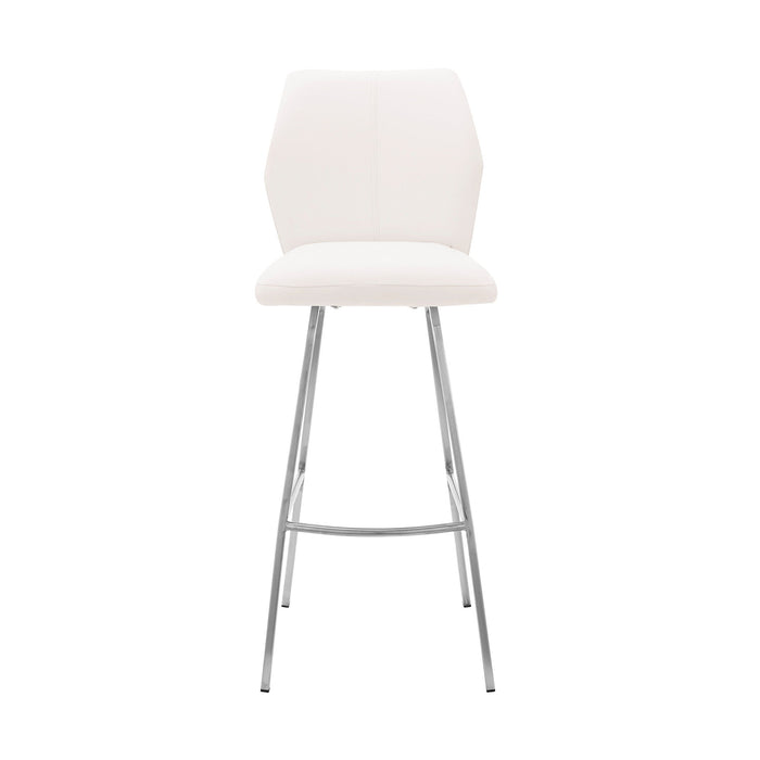 Counter Height Bar Chair - White / Silver