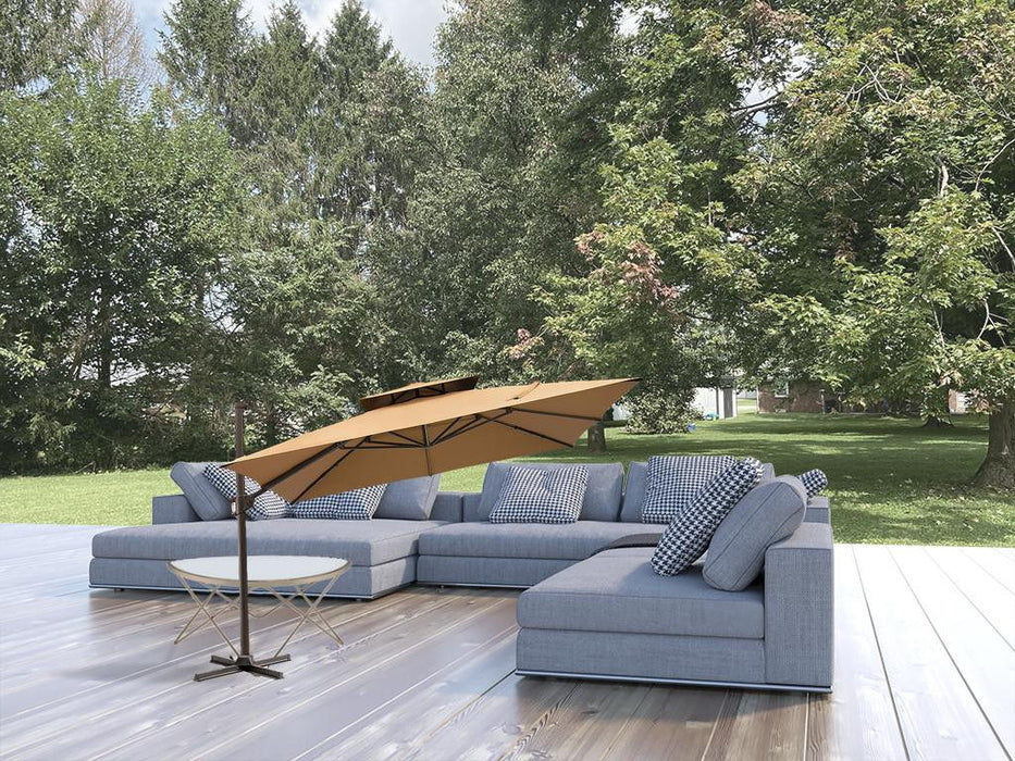 Round Tilt Cantilever, Patio Umbrella With Stand - Tan