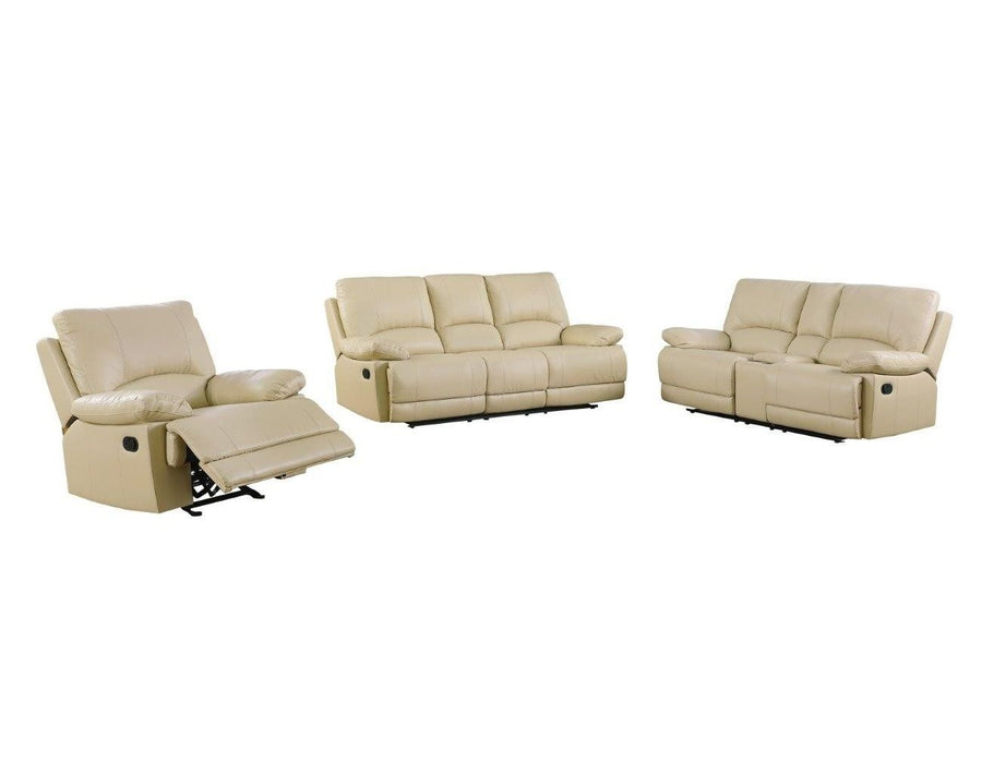 Three Piece Faux Leather Indoor Five Person Seating Set - Beige