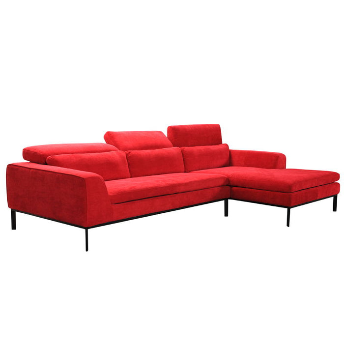 Fabric And Wood Sectional Sofa - Red