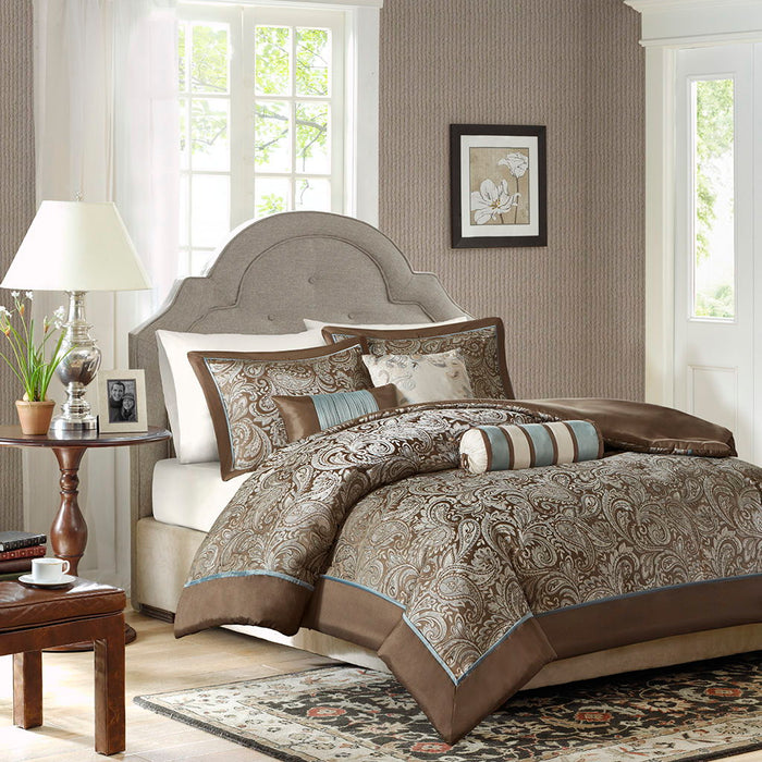 Aubrey - 6 Piece Duvet Cover Set - Blue / Brown