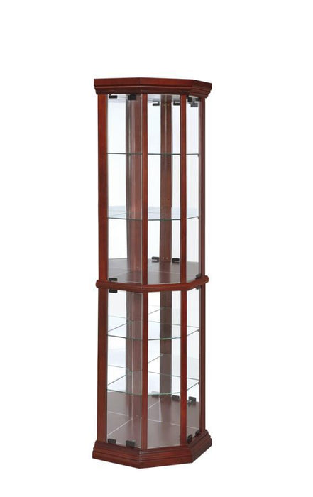 Appledale - 6-Shelf Corner Curio Cabinet - Medium Brown - Simple Home Plus