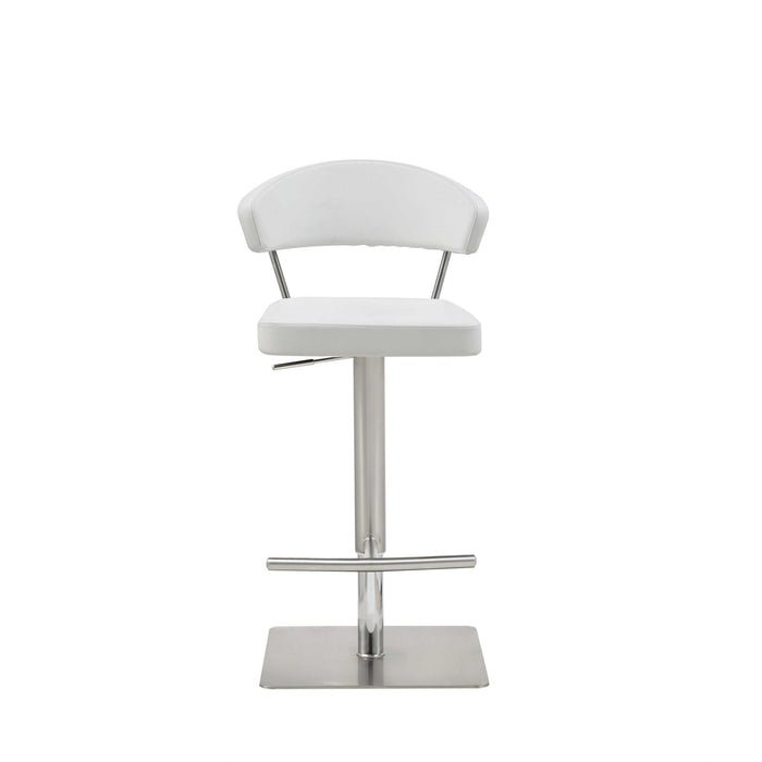 Stainless Steel Chair With Footrest 34" - White and Silver