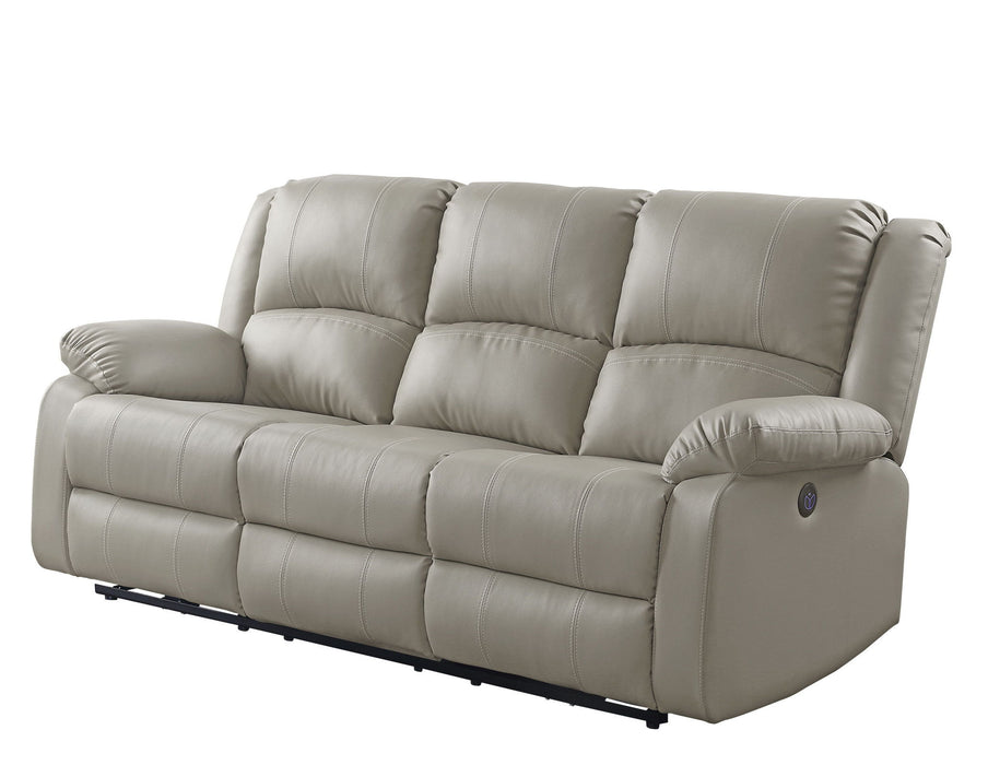 Faux Leather Reclining USB Sofa - Beige / Black