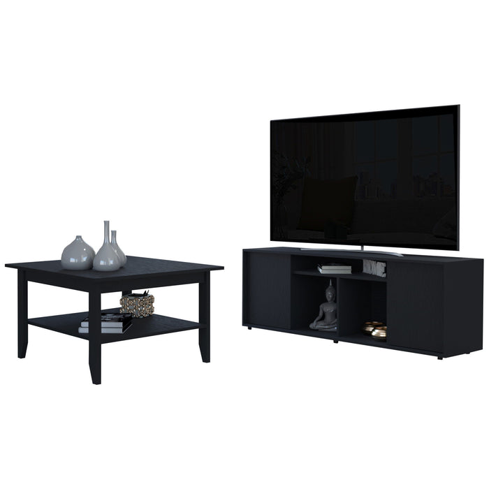 Open Shelving TV Stand - Black