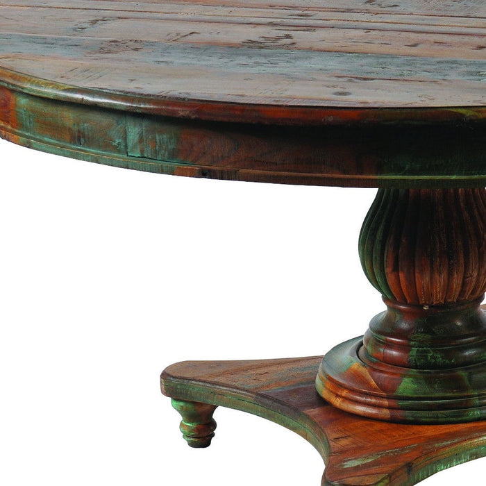 Rounded Rustic Reclaimed Solid Wood Dining Table - Brown