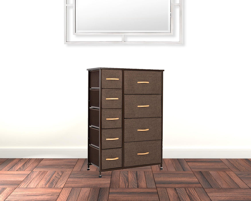 Steel And Fabric Nine Drawer Combo Dresser - Brown