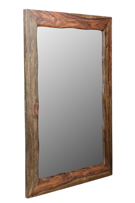 44" Solid Wood Framed Accent Mirror - Dark Brown