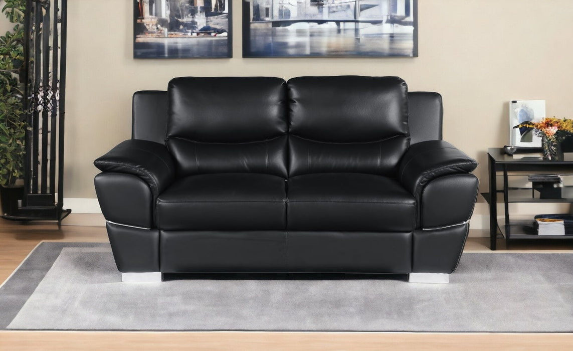 Love Seat Faux Leather - Silver / Black