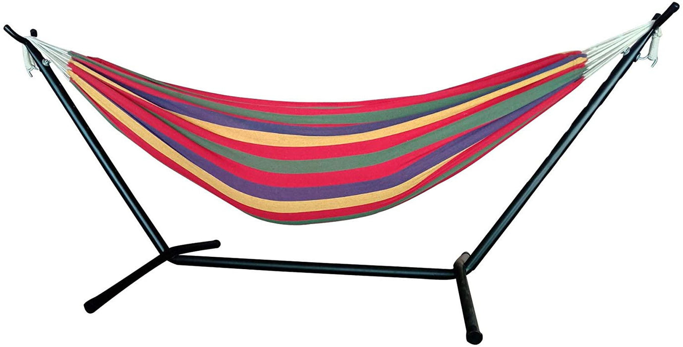 Tropical Stripe Double Classic Two Person Hammock With Stand - Red / Green