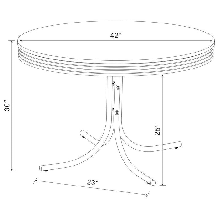 Retro - Round Dining Table - Glossy White And Chrome - Simple Home Plus