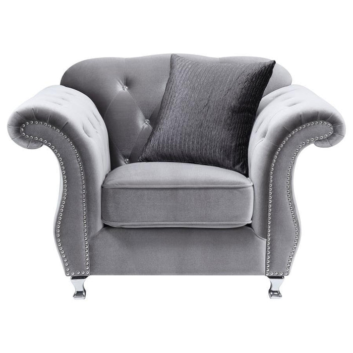 Frostine - Button Tufted Chair - Silver - Simple Home Plus