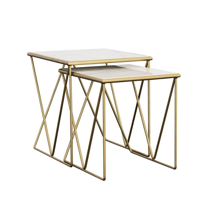 Bette - 2 Piece Nesting Table Set - White And Gold - Simple Home Plus