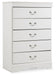 Anarasia - White - Five Drawer Chest - Simple Home Plus