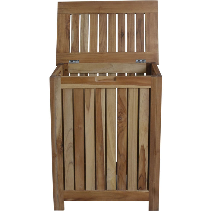 Compact Teak Laundy Storage With Removable Bag - Natural